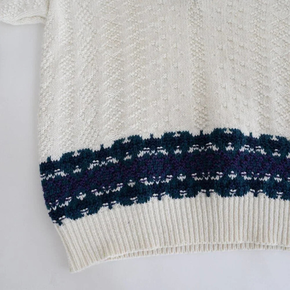 Vintage Northern Reflections Cream Chunky Knit Pullover Sweater Collegiate  S - Picture 7 of 10